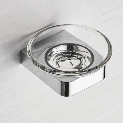 Runde Seifenschale aus Glas für Wandmontage