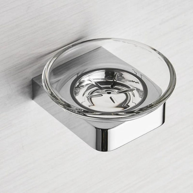 Runde Seifenschale aus Glas für Wandmontage