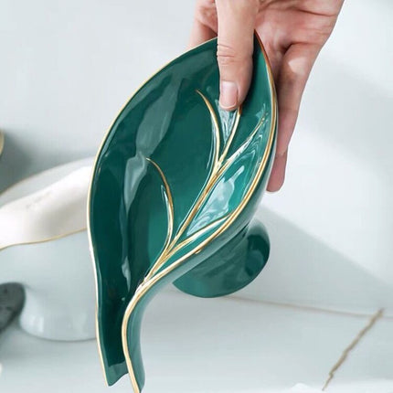 Keramik Seifenschale in Blattform