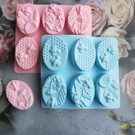 Silikon Seifenform mit Bienen & Blumen