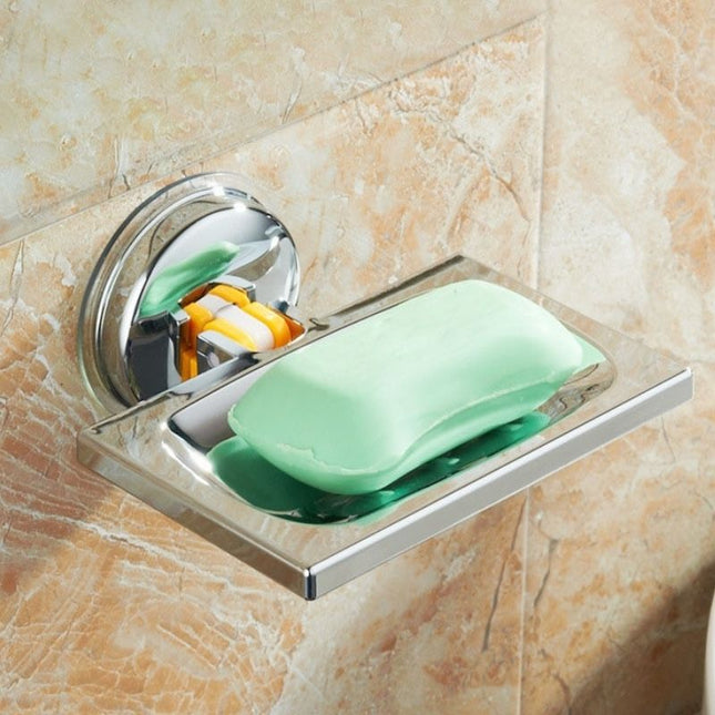 Rechteckiger Seifenhalter mit Saugnapf verchromt