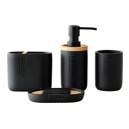 Schwarze Seifenschale mit Bambus-Einsatz