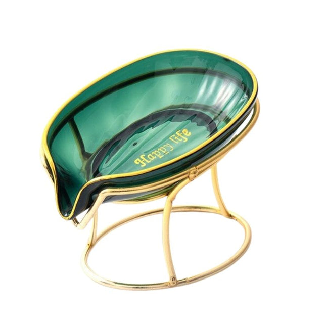 Keramik Seifenschale Blatt Gold mit Gestell