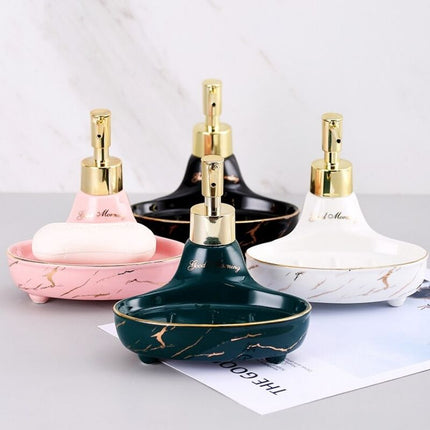 Bad-Set Seifenspender und Schale Marmoroptik