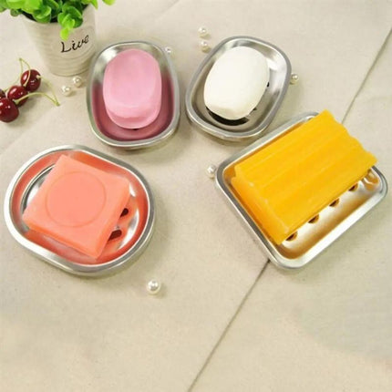 Seifenschale aus Edelstahl mit Abtropflöchern