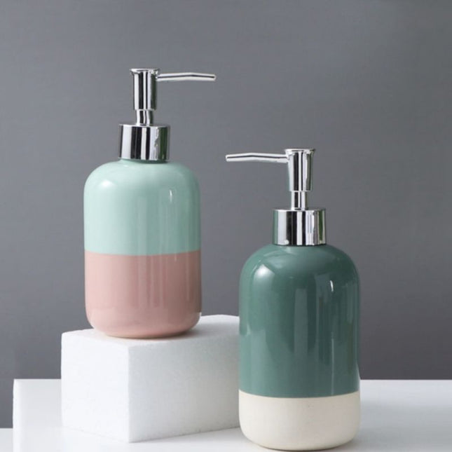 Keramik Seifenspender in Rosa und Blau