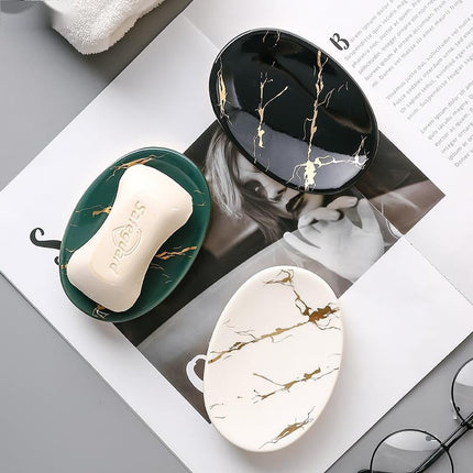 Ovale Seifenschale in Marmor-Optik