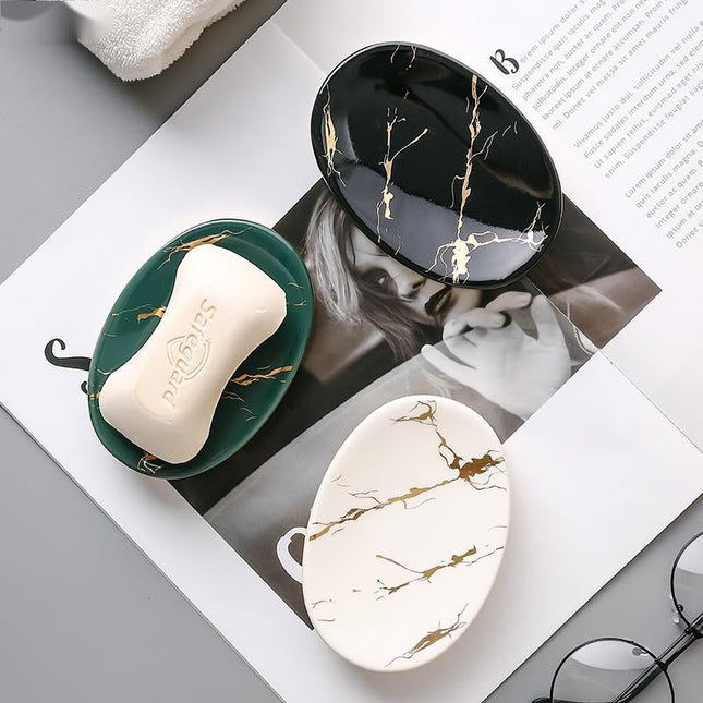 Ovale Seifenschale in Marmor-Optik