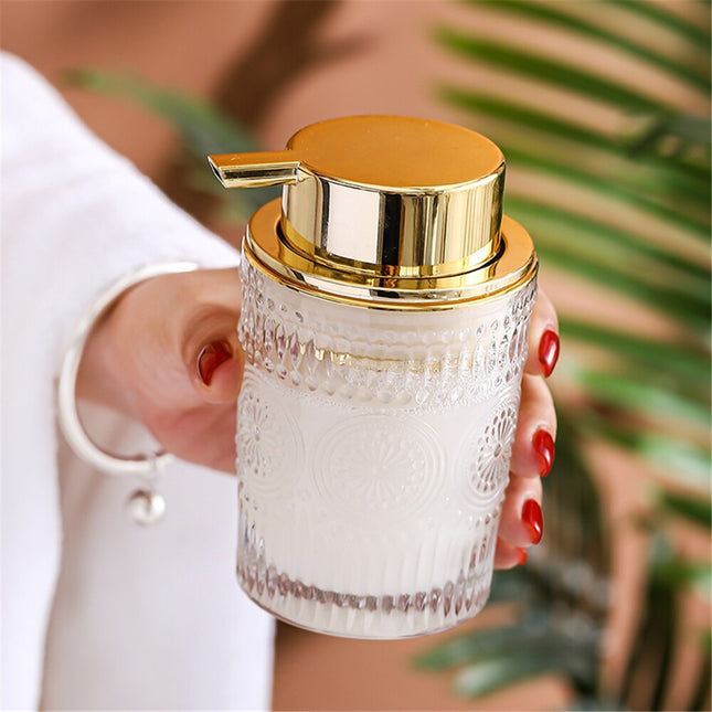 Design Seifenspender aus Glas Gold