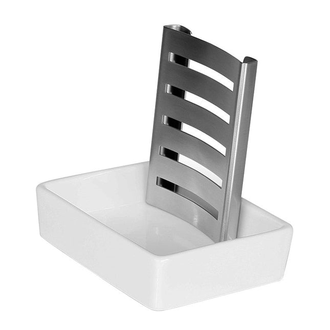 Seifenschale aus Keramik mit Edelstahleinsatz