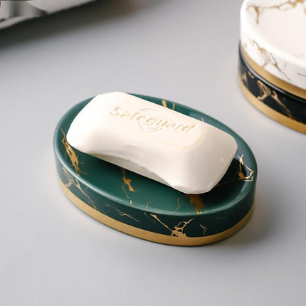 Ovale Seifenschale in Marmor-Optik