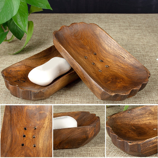 Ökologische Seifenschale aus dunklem Holz