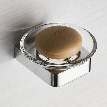 Runde Seifenschale aus Glas für Wandmontage