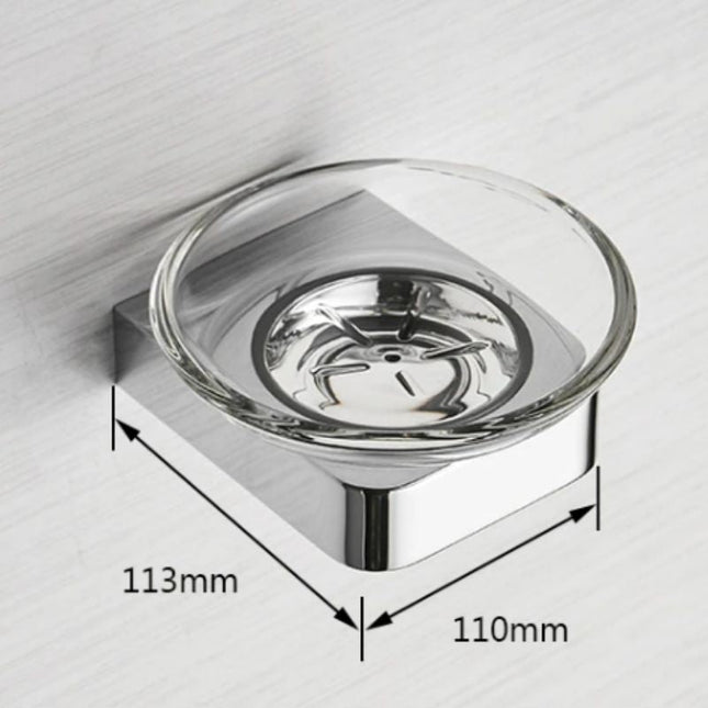 Runde Seifenschale aus Glas für Wandmontage