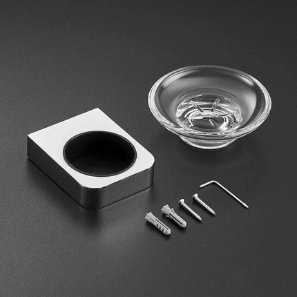 Runde Seifenschale aus Glas für Wandmontage