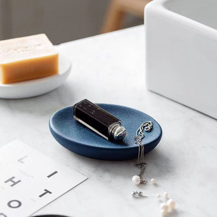 Ovale Keramik-Seifenschale mit Löchern