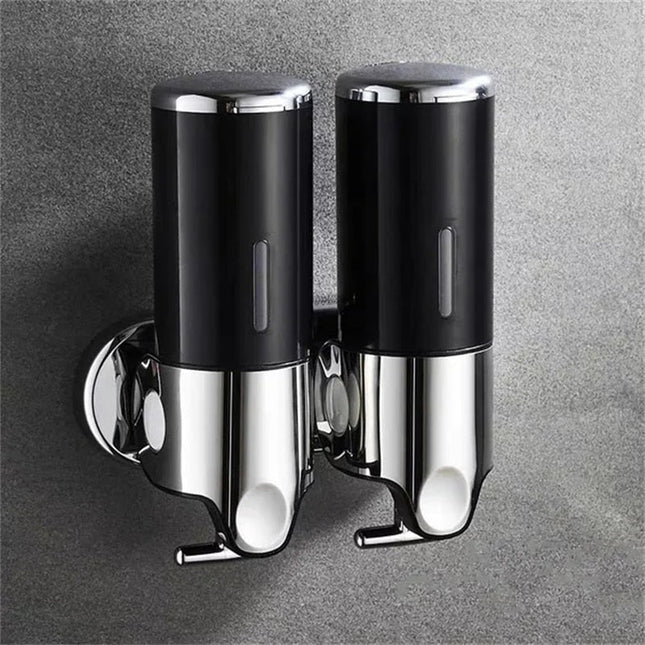 Schwarzer Wandseifenspender mit Chrom-Finish