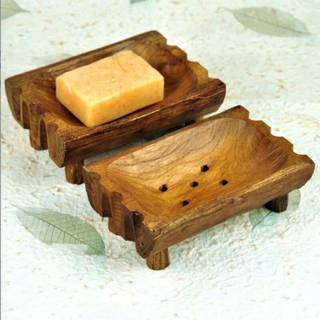 Handgefertigte Seifenschale aus massivem Holz