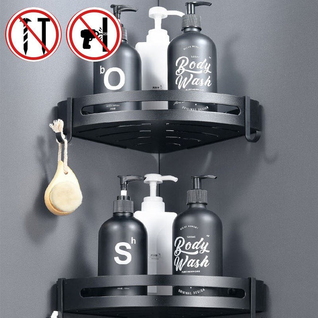 Schwarzes Eckduschregal für die Dusche