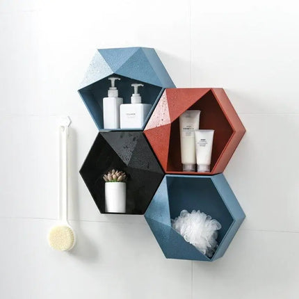 Hexagon Wandregal für Dusche & Bad