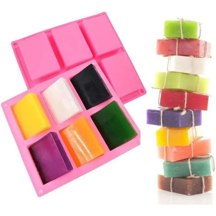 Silikonform für 6 rechteckige Seifen