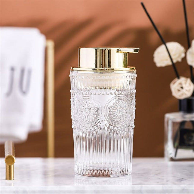 Design Seifenspender aus Glas Gold