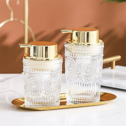 Design Seifenspender aus Glas Gold