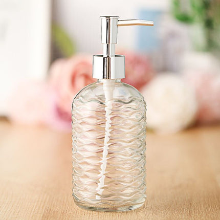 Nachfüllbarer Glas Seifenspender mit Wellenmuster