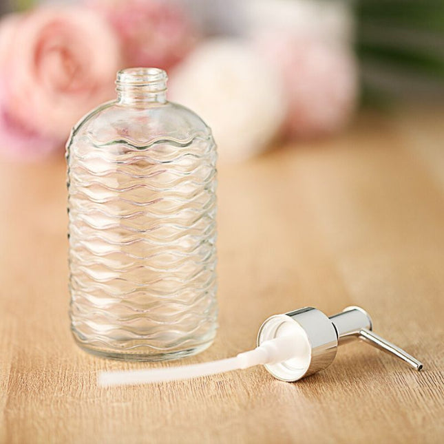 Nachfüllbarer Glas Seifenspender mit Wellenmuster