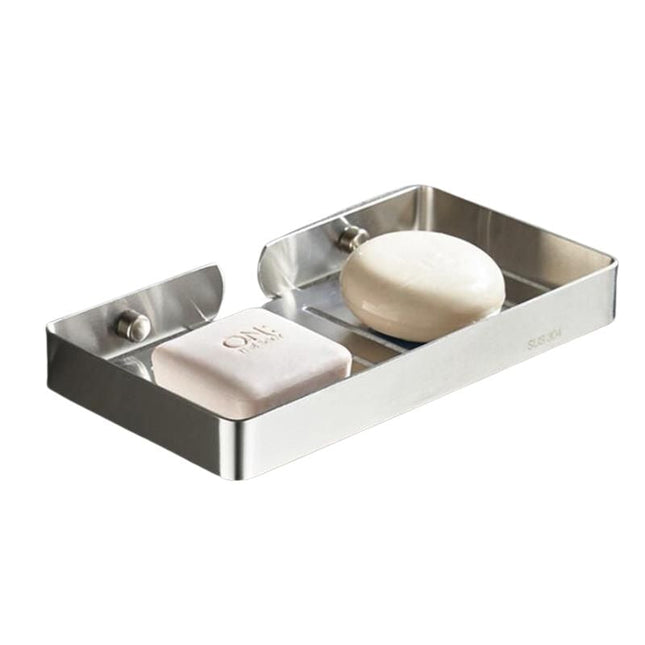 Große Edelstahl Seifenschale für 2 Seifen