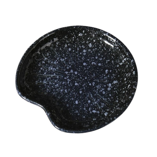 Schwarze Seifenschale im Seerosen-Design