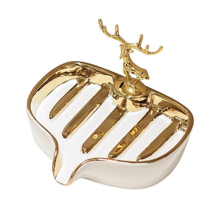 Dekorative Seifenschale mit goldenem Hirsch