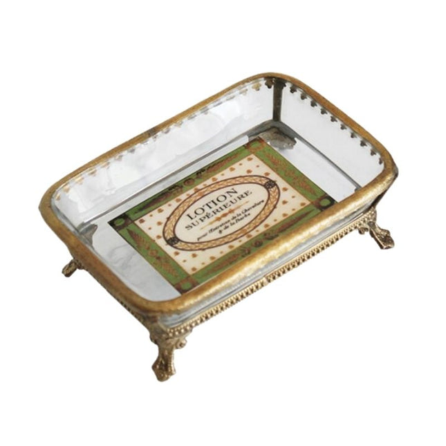 Seifenschale aus Glas und Messing