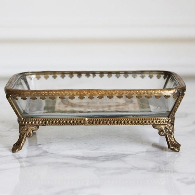 Seifenschale aus Glas und Messing