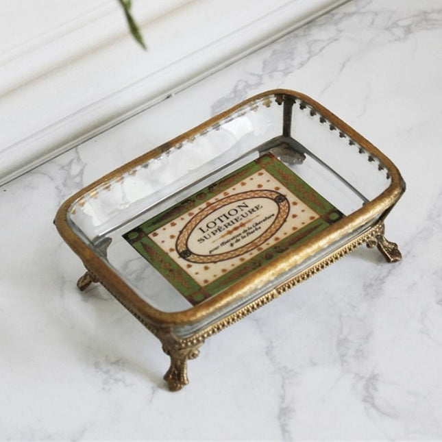 Seifenschale aus Glas und Messing