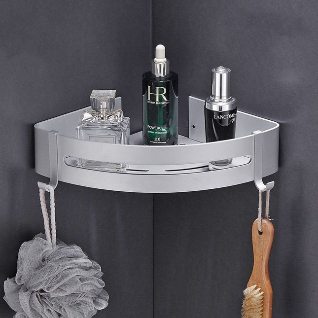Eckduschregal aus Aluminium mit Haken