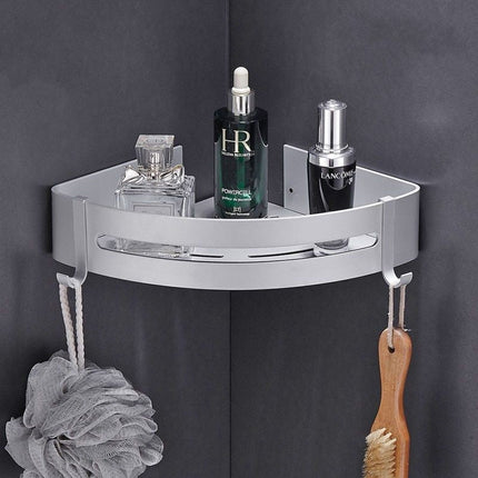 Eckduschregal aus Aluminium mit Haken
