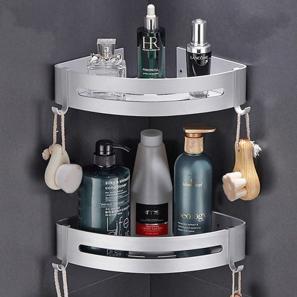 Eckduschregal aus Aluminium mit Haken