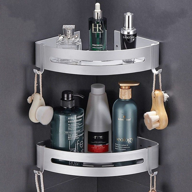 Eckduschregal aus Aluminium mit Haken