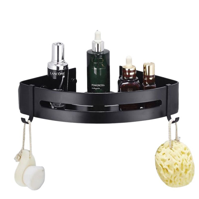 Schwarzes Eckduschregal für die Dusche